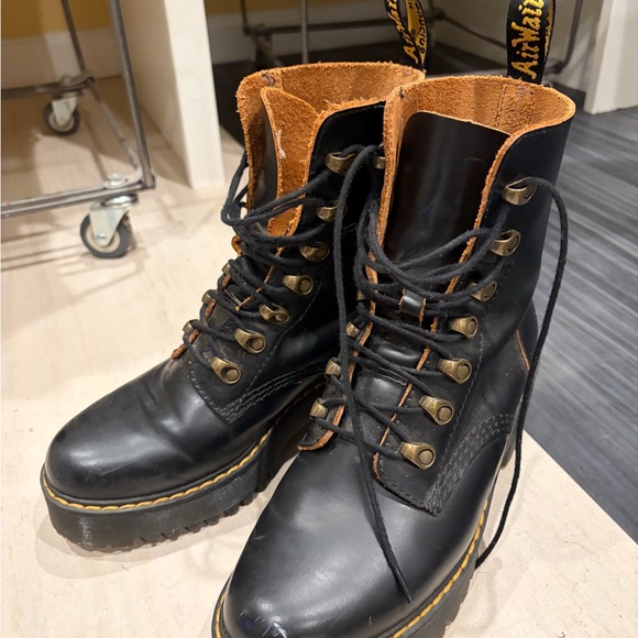 Dr. Martens Black and Brown Combat Boots - Picture 2 of 3
